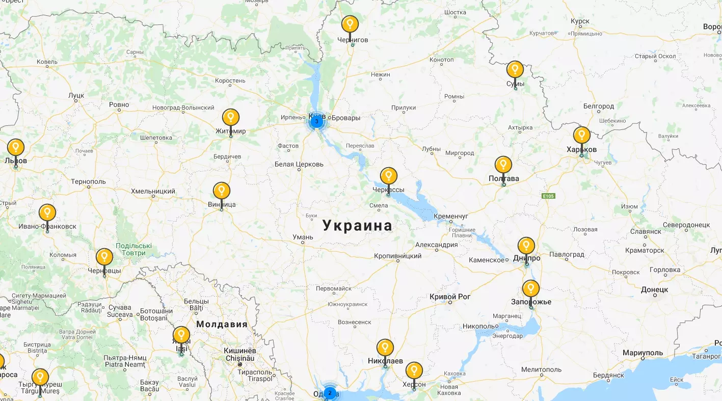 Украина Глово карта покрытия